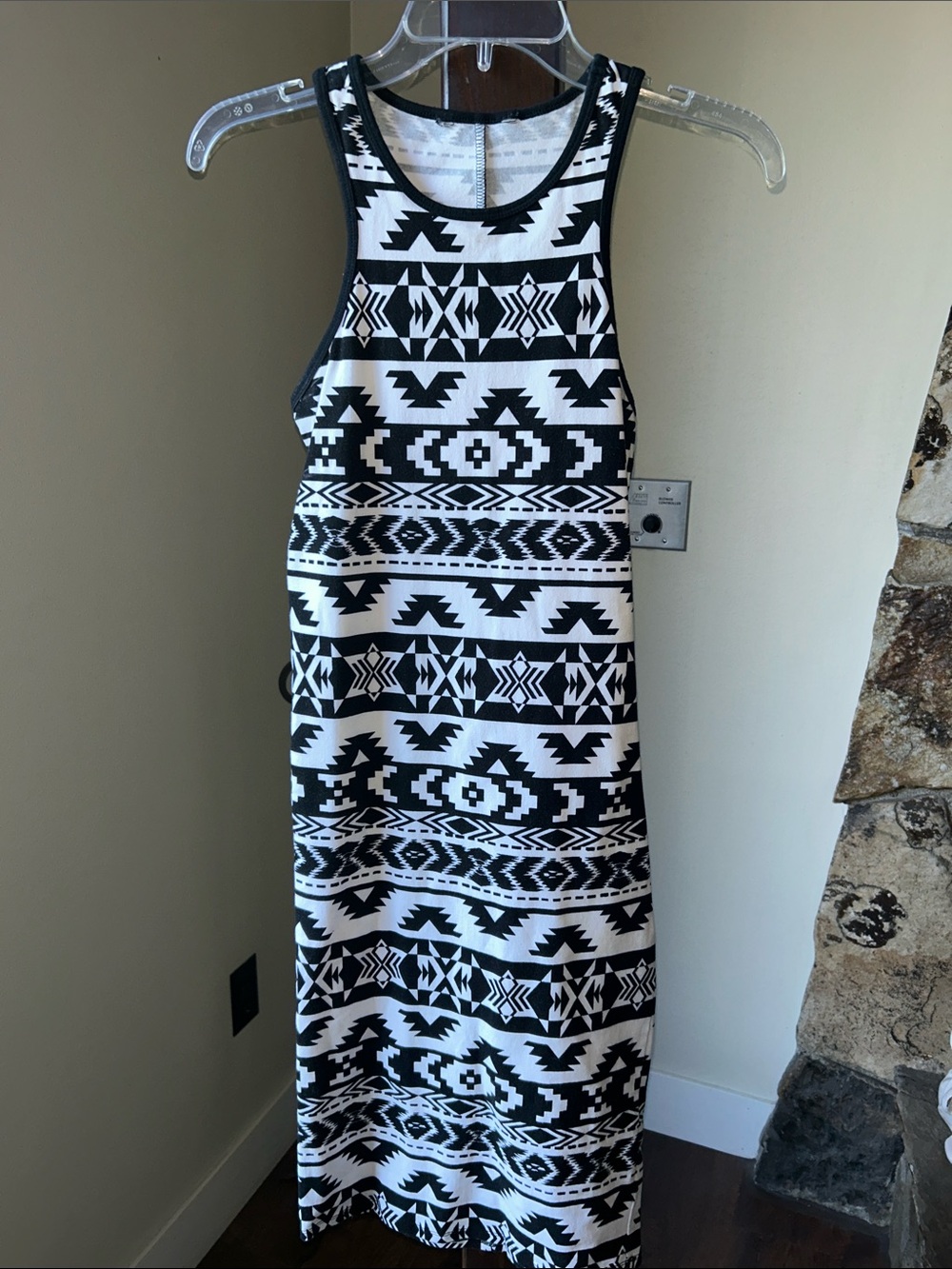 Express Black and White Aztec Maxi Dress